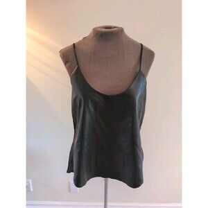 Michelle Mason Top  Black Woman 2 100% Lambskin 100% Silk Strappy Scoop Tank Top